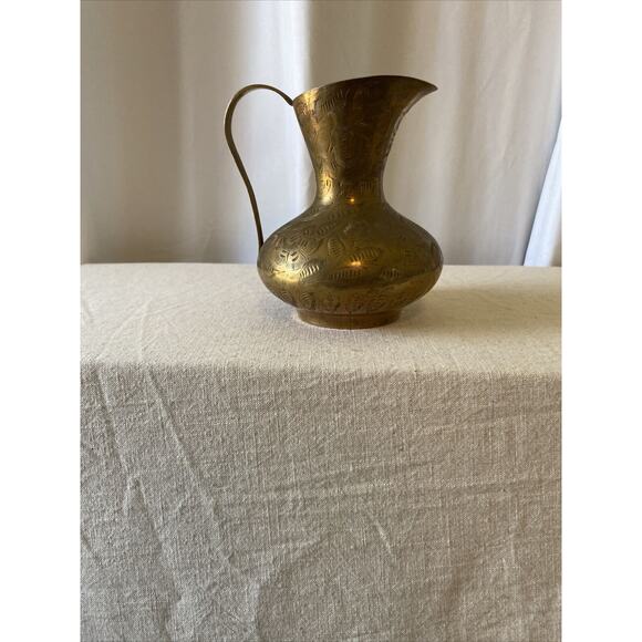 Saran Brass/pewter Pitcher Vase Made In India 491T 5.5” Tall - Picture 1 of 5